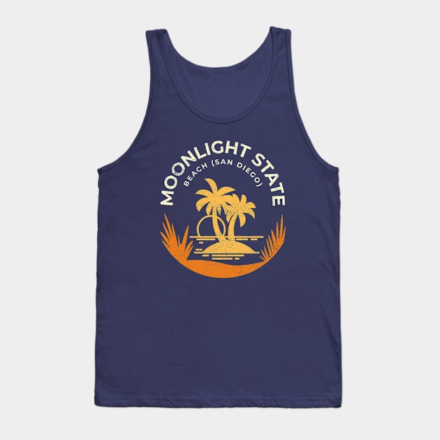 Moon Light Beach San Diego California Vacation Resort Vintage Tank Top by Inspire Enclave